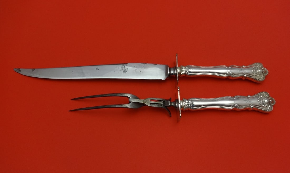 Durgin New Queens Sterling Silver 2pc Carving Set Knife and Fork (1 of 1)