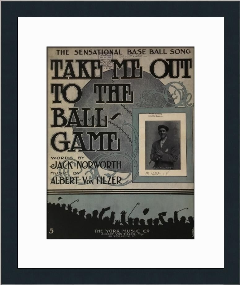 1908 Take Me Out To The Ballgame Framed Print Lithograph Art: 1908 Take Me Out To The Ballgame Framed Print Lithograph Art Celebrate America's pastime with this stunning custom framed print of the 1908 cover of the sheet music for "Take Me Out To The Ballgame."