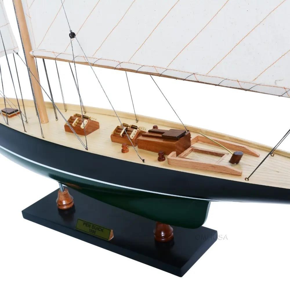 Nautical Pen Duick Replica Model 1898 Wood Display 30.70H: Nautical Pen Duick Replica Model 1898 Wood Display 30.70H Introducing a beautifully handcrafted replica of the Vintage Style Pen Duick, dating back to 1898. This exquisite model is designed with a nau