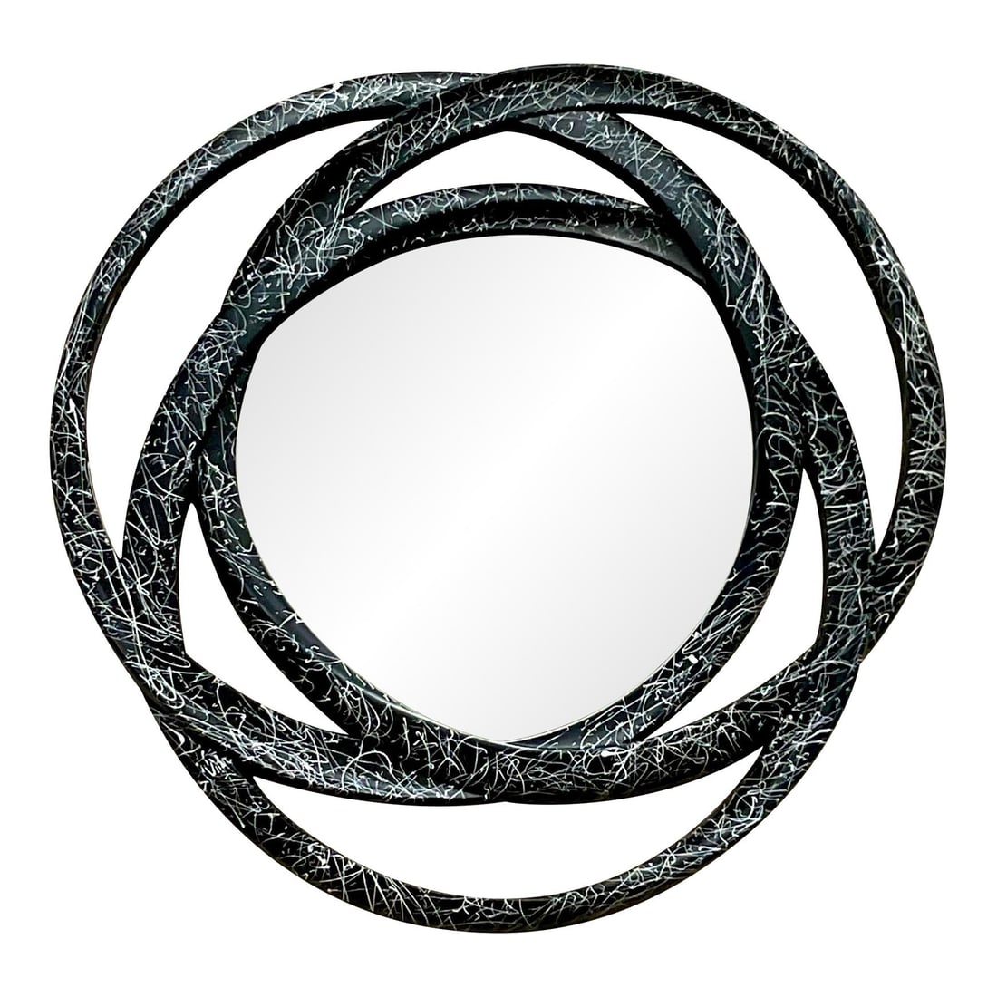 Vintage 80s Monumental Splatter Paint Rings Wall Mirror 52 x 50.5: Vintage 80s Monumental Splatter Paint Rings Wall Mirror 52 x 50.5 This stunning vintage monumental wall mirror features a fabulous rings design adorned with a splatter paint finish, making it a unique