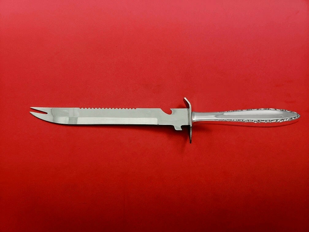 Lunt Lace Point Sterling Silver Ham Slice Knife 11.5" Custom: Lunt Lace Point Sterling Silver Ham Slice Knife 11.5" Custom Experience elegance in dining with this Lace Point ham slice by Lunt, crafted from high-quality sterling silver. Featuring a hollow handle