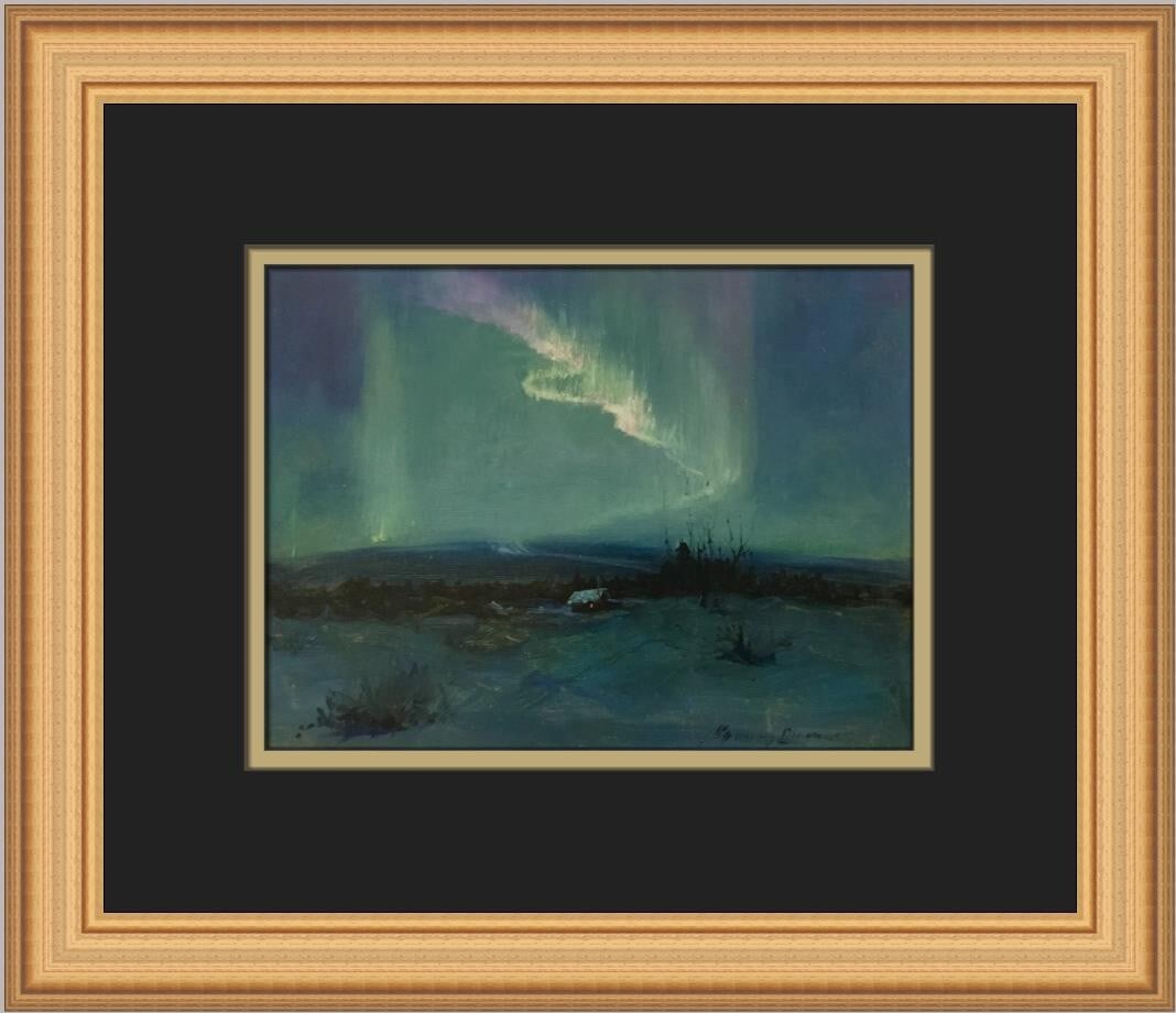 Sydney Laurence The Northern Lights Custom Framed Art Print 12 x 14: Sydney Laurence The Northern Lights Custom Framed Art Print 12 x 14 This captivating custom framed print, titled "The Northern Lights," showcases the stunning artistry of Sydney Laurence. Measuring 12