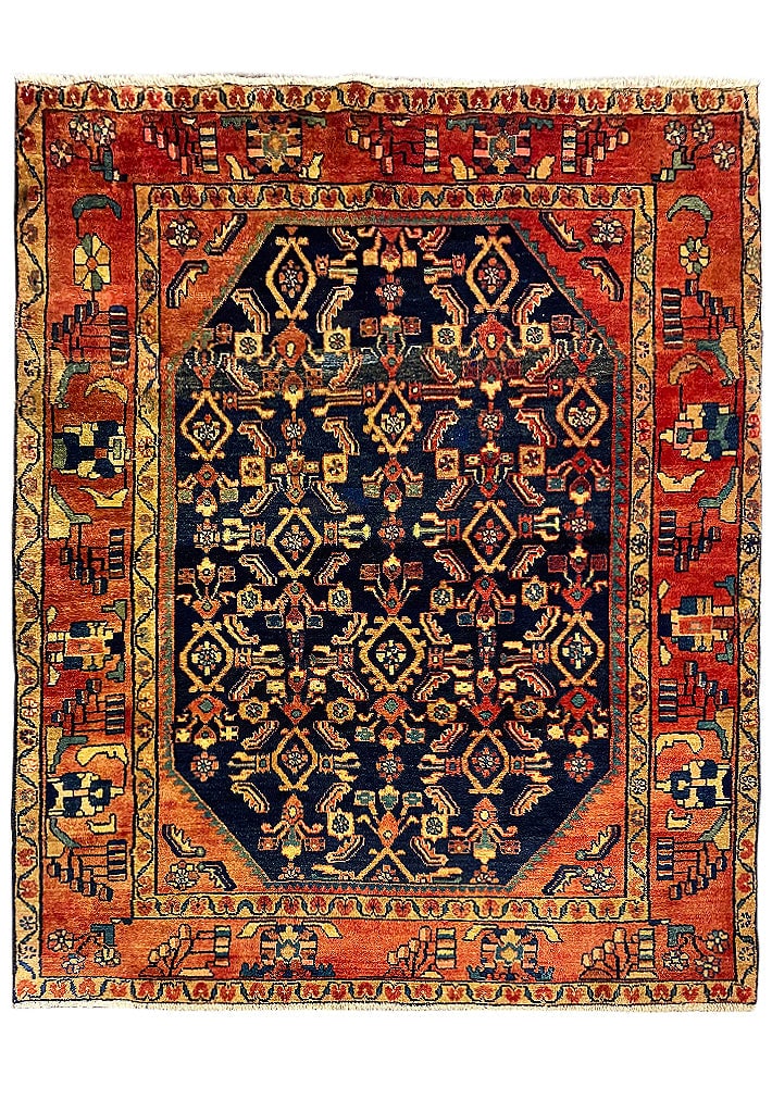 5.4 x 6.6 Persian Nahavand Herat Area Rug Hand-Knotted Wool: 5.4 x 6.6 Persian Nahavand Herat Area Rug Hand-Knotted Wool Free continental US Shipping This Persian Nahavand Herat rug measures 5.4 x 6.6 feet and is a stunning representation of traditional Persian
