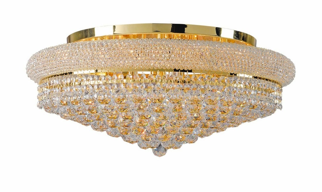 Artistry Lighting Primo 10-Light 20in Gold Flush Mount Chandelier K9 Crystal: Artistry Lighting Primo 10-Light 20in Gold Flush Mount Chandelier K9 Crystal Illuminate your space with this stunning 10-Light Flush Mount Chandelier, featuring exquisite K9 crystals that sparkle beau
