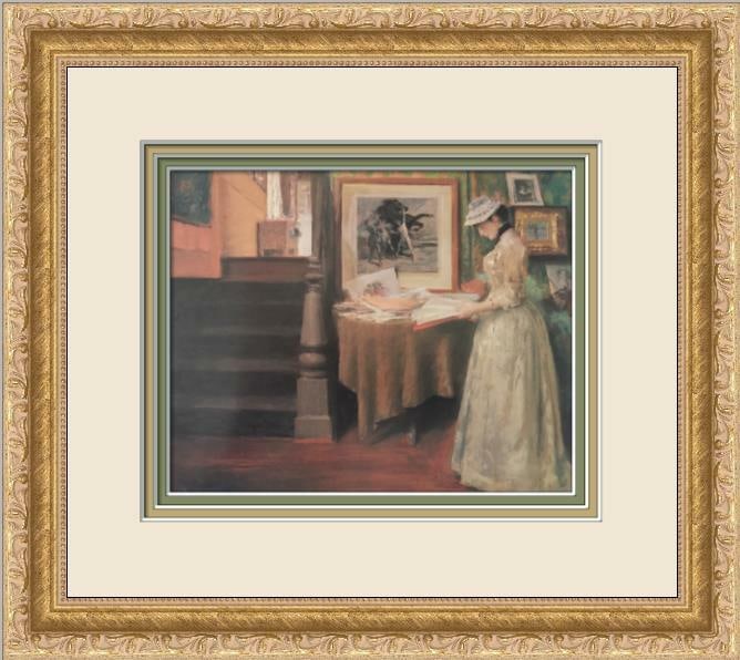 William Merritt Chase In the Studio Custom Framed Lithograph Print: William Merritt Chase In the Studio Custom Framed Lithograph Print This stunning custom gallery framed print showcases William Merritt Chase's "In the Studio," a beautiful representation of Impression