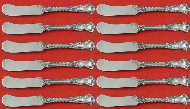 Gorham Cambridge Sterling Silver Butter Spreader Set of 12 Pieces: Gorham Cambridge Sterling Silver Butter Spreader Set of 12 Pieces Enhance your dining experience with this exquisite 12-piece set of Cambridge butter spreaders by Gorham. Each piece, measuring 5 7/8 i
