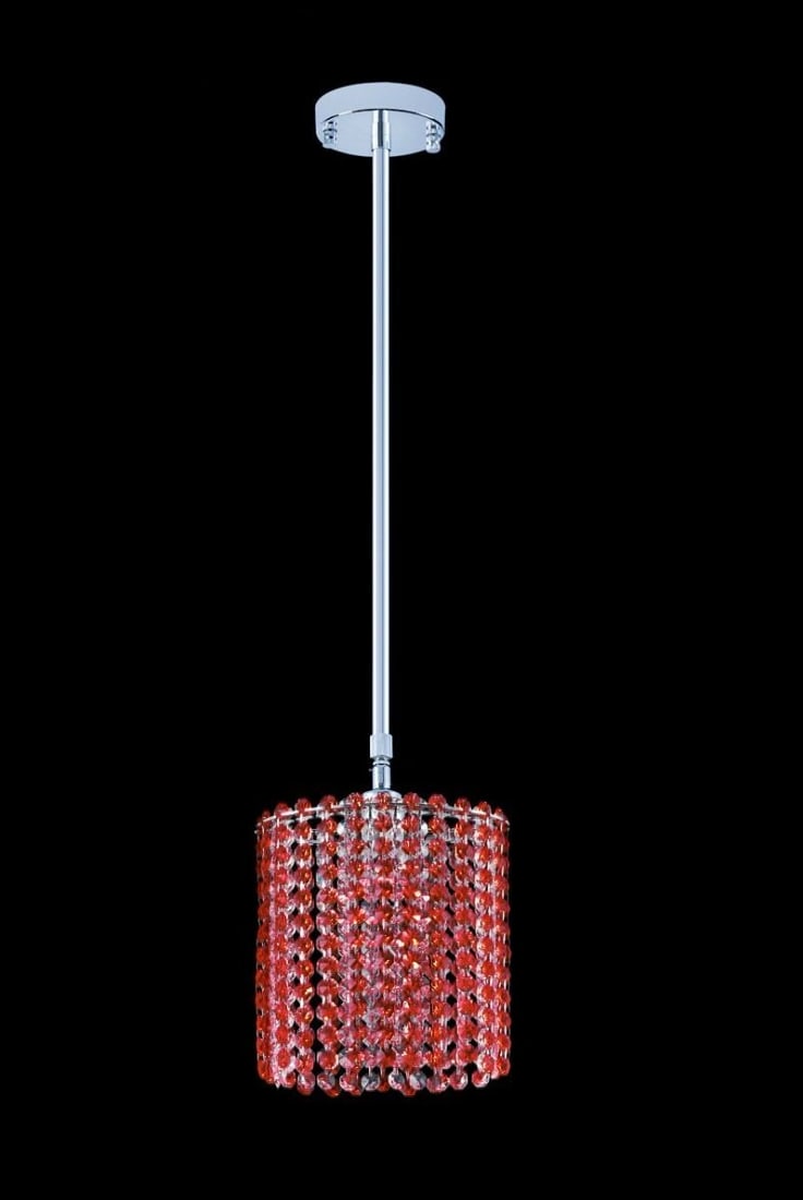 Red Crystal Oval Pendant Light with Chrome Finish for Kitchen or Dining: Red Crystal Oval Pendant Light with Chrome Finish for Kitchen or Dining This modern oval pendant ceiling light features a chrome-plated frame with high-quality red K9 crystals, creating an elegant cen