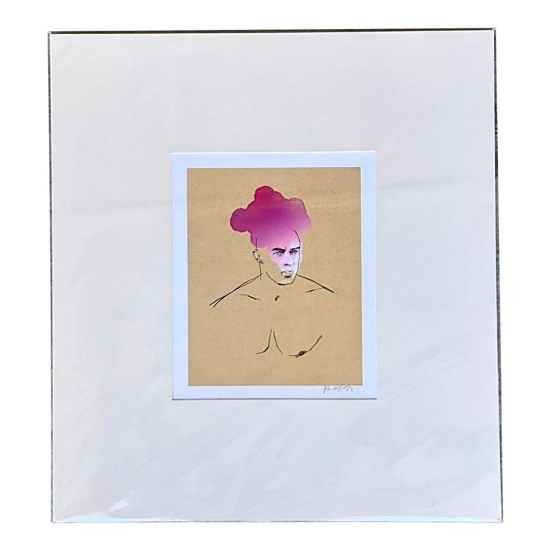 Original Contemporary Color Study Print Featuring Hand Signature: Original Contemporary Color Study Print Featuring Hand Signature This hand-signed original print presents a contemporary color study of a man, blending modern design with abstract elements. The artwor