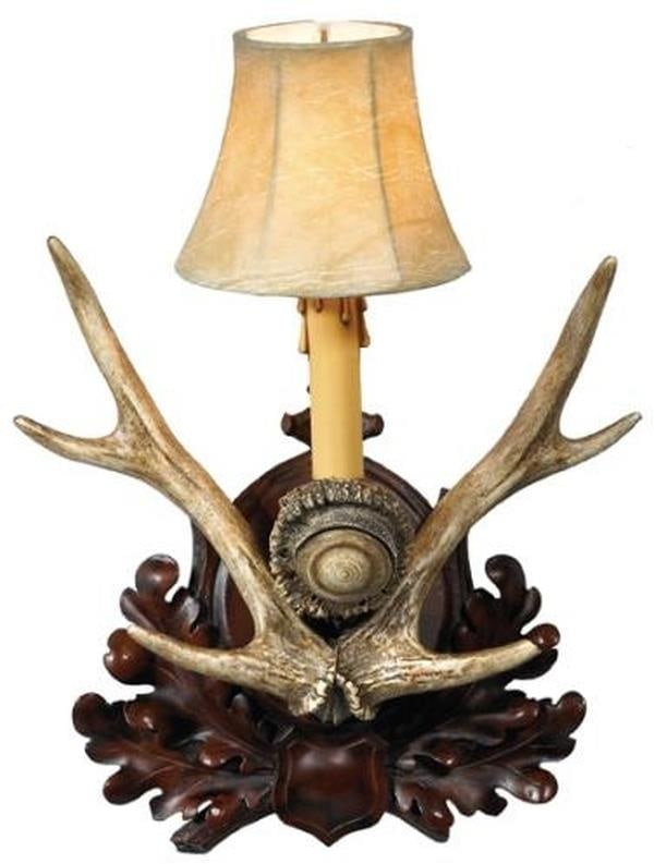 Rustic Lodge Twin Antler Wall Sconce Light Ivory Finish (1 of 1)