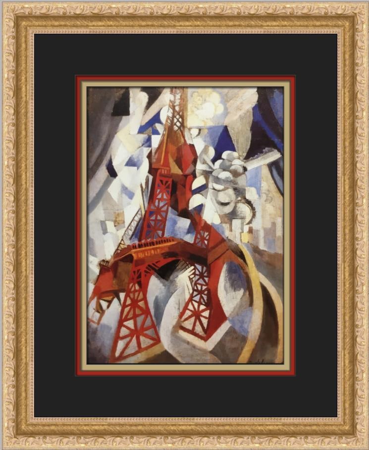 Robert Delaunay The Red Tower Eiffel Custom Framed Print 1993: Robert Delaunay The Red Tower Eiffel Custom Framed Print 1993 This exquisite custom framed print features Robert Delaunay's iconic artwork, The Red Tower (Eiffel), celebrated for its Impressionist sty