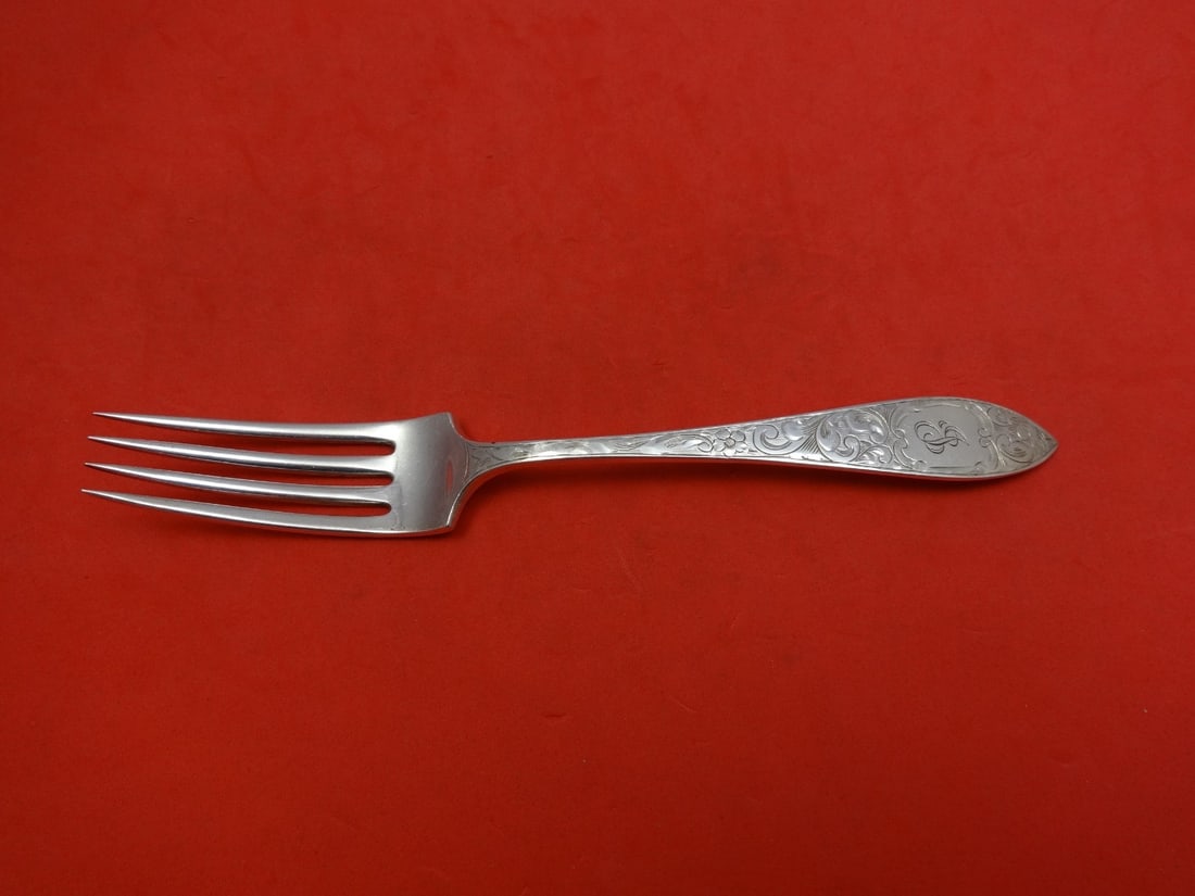 Schofield Lorraine Sterling Silver Dinner Fork 7.5 Inch Monogrammed: Schofield Lorraine Sterling Silver Dinner Fork 7.5 Inch Monogrammed Introducing the exquisite Lorraine by Schofield dinner fork, a stunning piece crafted from sterling silver. This elegant fork measur