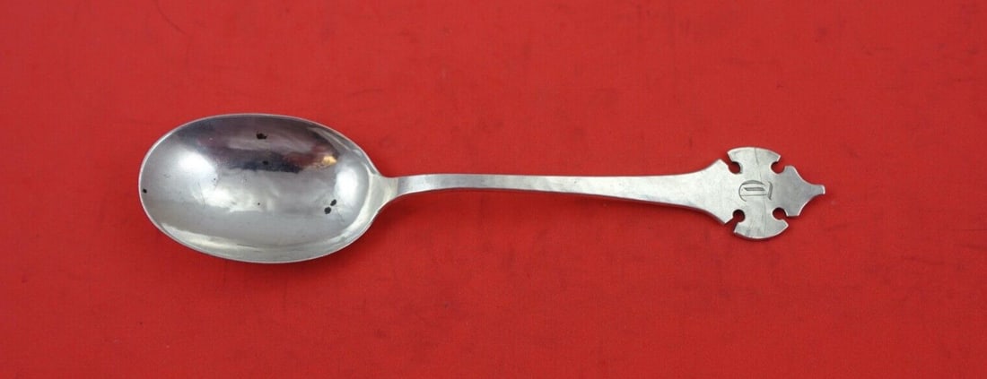Shreve Fourteenth Century Sterling Silver Teaspoon Mono D 6 Inches (1 of 2)