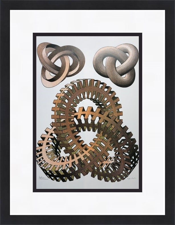M.C. Escher Knots Lithograph Custom Framed Print 15 x 18 Surrealism (1 of 2)