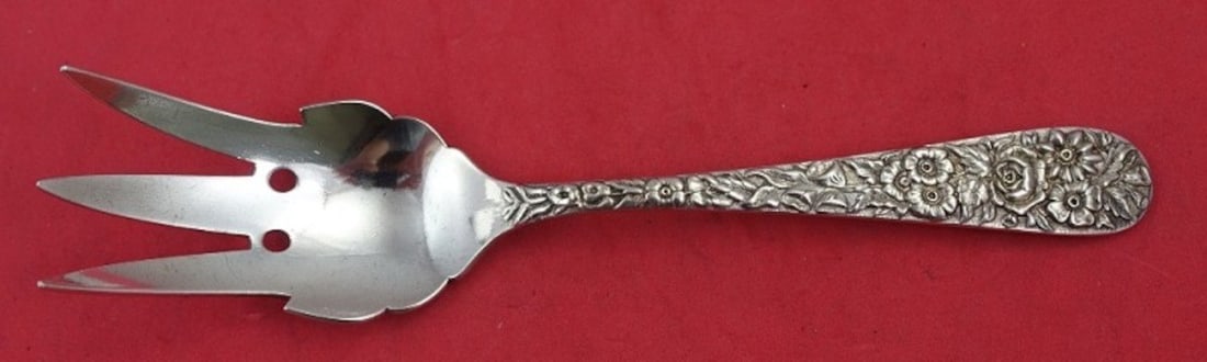 Kirk Repousse Sterling Silver Serving Fork 6.75" 10.15 Mark (1 of 3)
