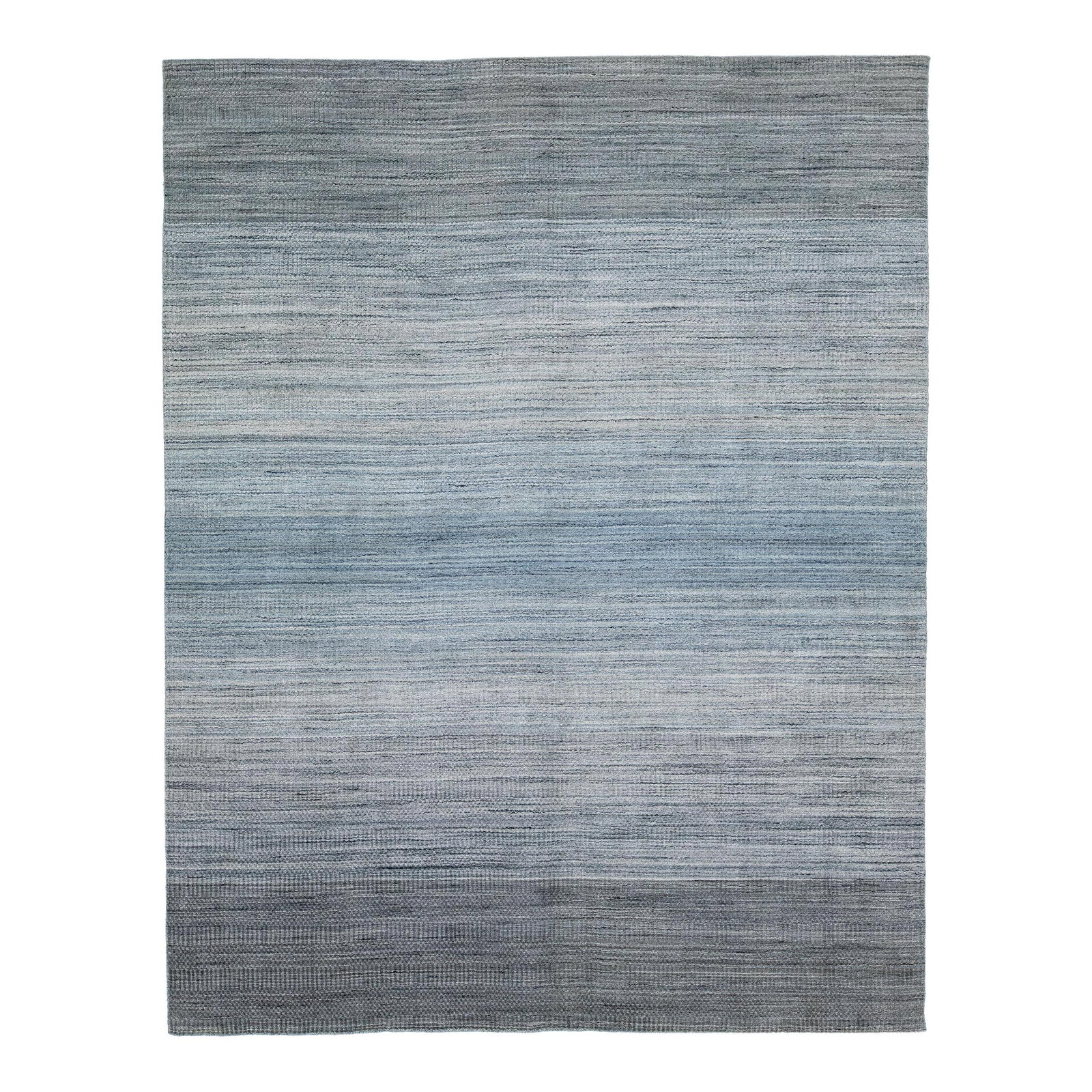 Gray Modern Apadana Handmade Bamboo Silk Stripe Rug 7'8 x 9'10: Gray Modern Apadana Handmade Bamboo Silk Stripe Rug 7'8 x 9'10 Enhance your space with this exquisite handmade Apadana's groove rug, masterfully crafted from bamboo and silk. Featuring a captivating g