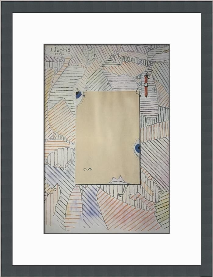 Jasper Johns Untitled II Custom Framed Lithograph Print: Jasper Johns Untitled II Custom Framed Lithograph Print This custom framed print by renowned artist Jasper Johns, titled "Untitled II," showcases a captivating blend of Abstract Expressionism and Pop