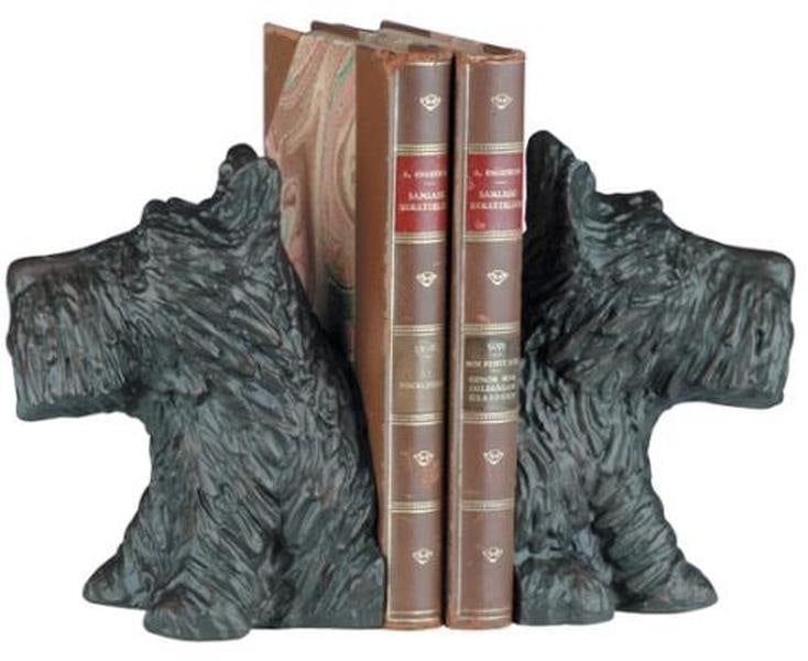 Charming Scottie Dog Resin Bookends Lodge Style Decor: Charming Scottie Dog Resin Bookends Lodge Style Decor This item is made at time of order. Please allow 42 to 70 days for production. Enhance your cozy interiors with these charming Scottie Dog bookend