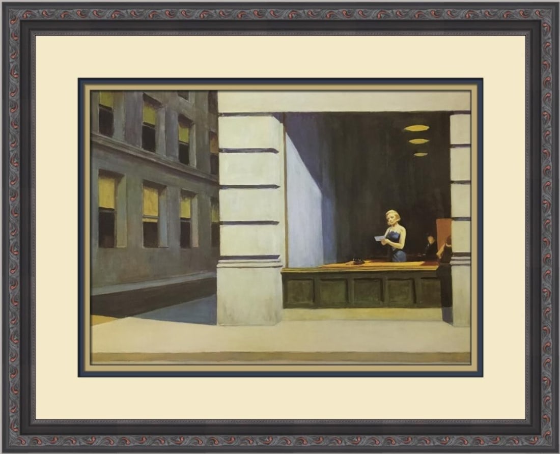 Edward Hopper New York Office Custom Framed Print 16x20 Realism Art: Edward Hopper New York Office Custom Framed Print 16x20 Realism Art This stunning custom framed print features Edward Hopper's iconic artwork titled "New York Office." Measuring 16 in. x 20 in., this