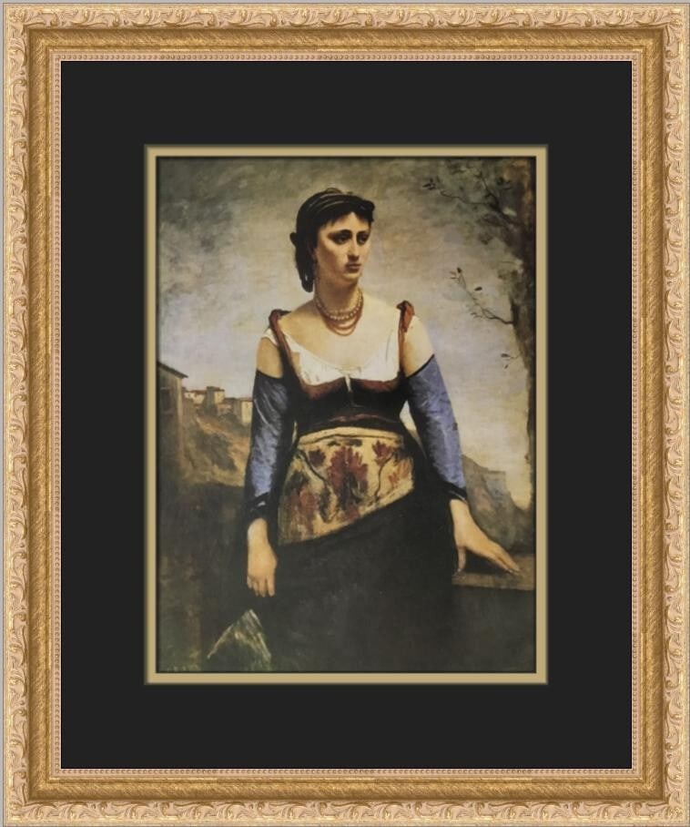 Jean-Baptiste Camille Corot Agostina Custom Framed Art Print 17x14: Jean-Baptiste Camille Corot Agostina Custom Framed Art Print 17x14 This stunning print titled 'Agostina' by renowned artist Jean-Baptiste Camille Corot showcases a beautiful portrayal in the realism s