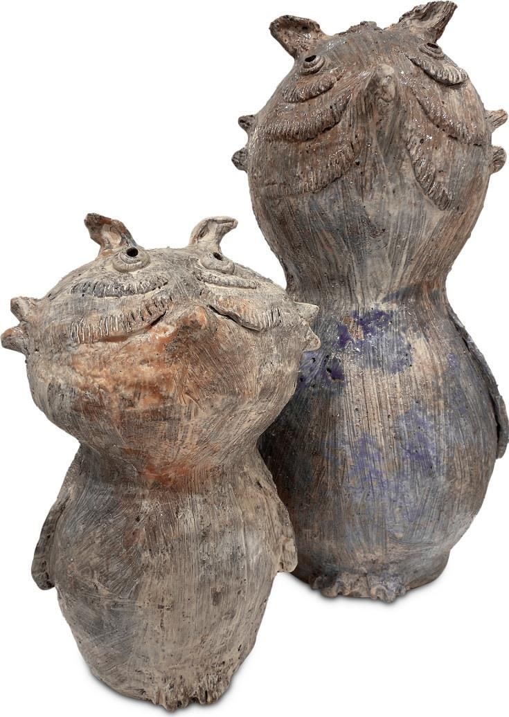 Currey Terracotta Hoot Owl Sculpture Medium Reactive Finish: Currey Terracotta Hoot Owl Sculpture Medium Reactive Finish This charming Hoot Owl art piece by Arjan Deng adds a whimsical touch to any space. Crafted from terracotta, it features a reactive finish t