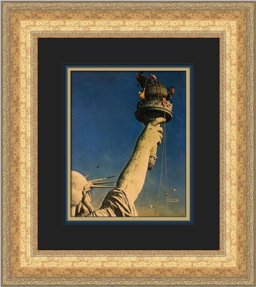 Norman Rockwell Statue of Liberty Custom Framed Art Print 2000: Norman Rockwell Statue of Liberty Custom Framed Art Print 2000 This stunning custom framed print features Norman Rockwell's iconic "Statue of Liberty" artwork, a perfect blend of contemporary art real