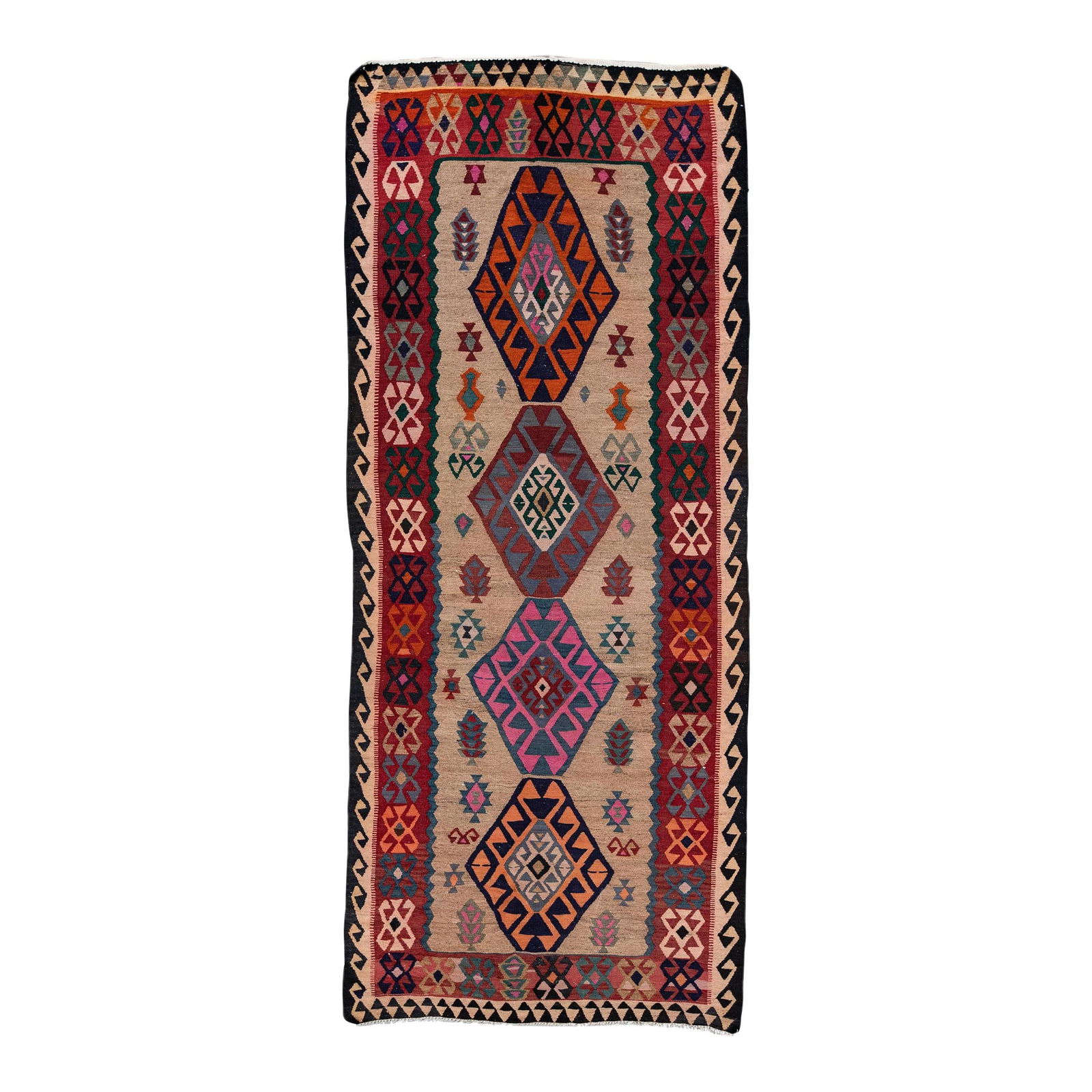 Vintage Kilim Wool Runner 5' x 12' Tribal Design Handmade (1 of 10)