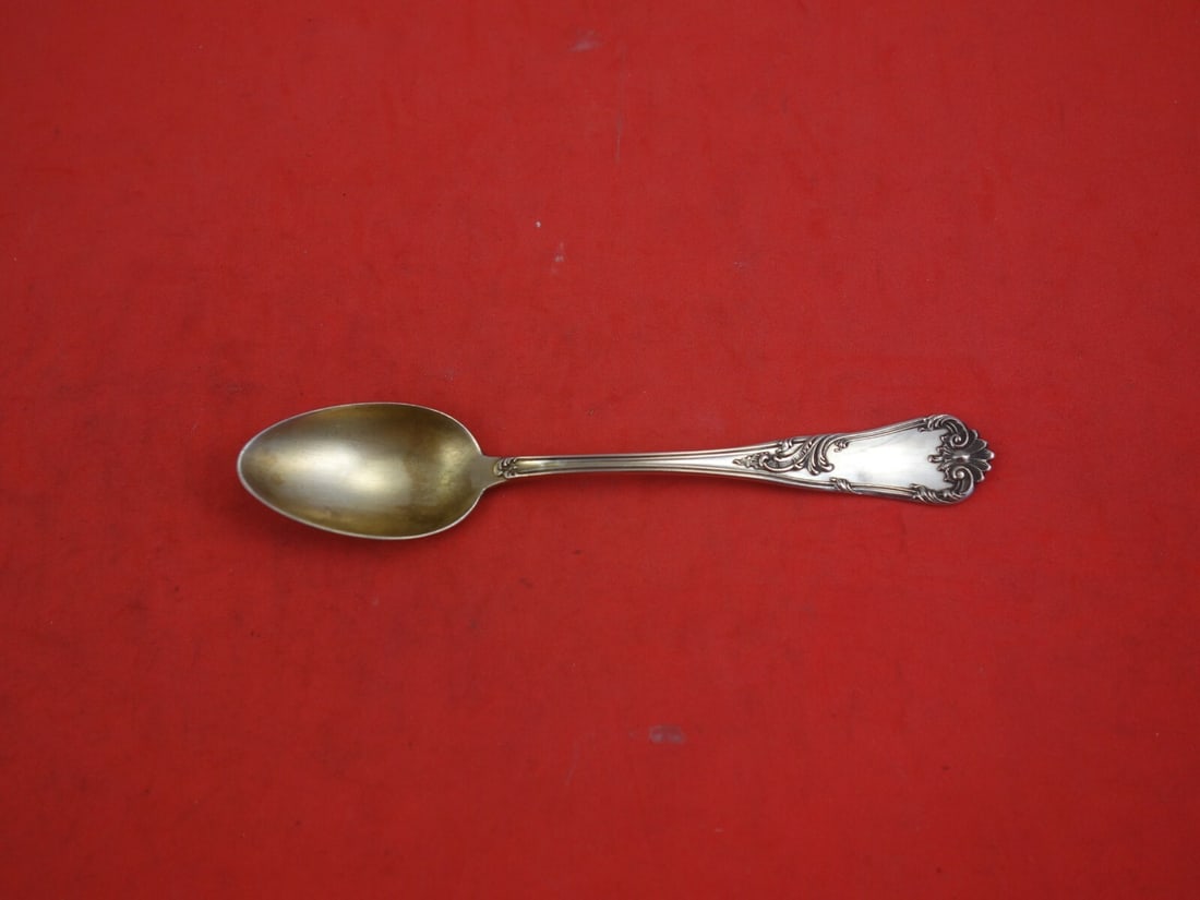 Louis XV Rococo Sterling Silver Coffee Spoon by Bruckmann 4 5/8 in Goldwashed: Louis XV Rococo Sterling Silver Coffee Spoon by Bruckmann 4 5/8 in Goldwashed Indulge in the elegance of the Louis XV Rococo coffee spoon by Bruckmann and Sohne, crafted from high-quality sterling sil