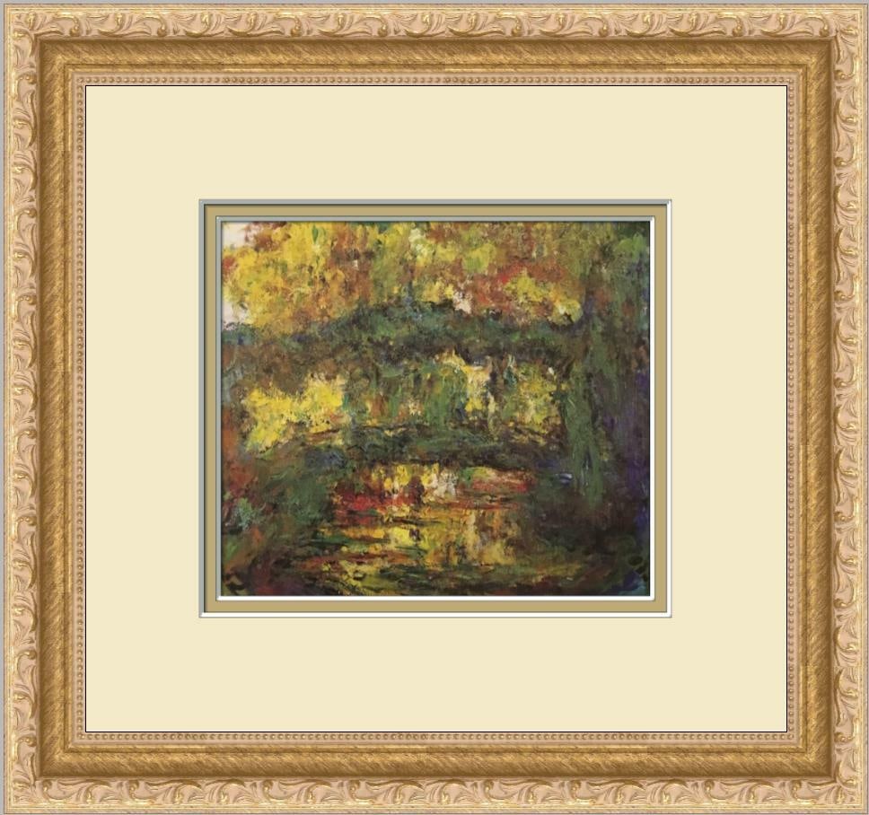 Claude Monet The Japanese Footbridge at Giverny Custom Framed Art Print: Claude Monet The Japanese Footbridge at Giverny Custom Framed Art Print This stunning print features Claude Monet's iconic artwork "The Japanese Footbridge at Giverny," beautifully custom framed for a