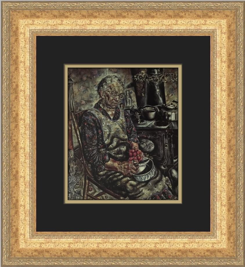 Ivan L Albright The Farmer's Kitchen Custom Framed Print 1987: Ivan L Albright The Farmer's Kitchen Custom Framed Print 1987 This stunning custom framed print, titled "The Farmer's Kitchen," is a captivating artwork by Ivan L Albright. Measuring 17 in x 16 in, th