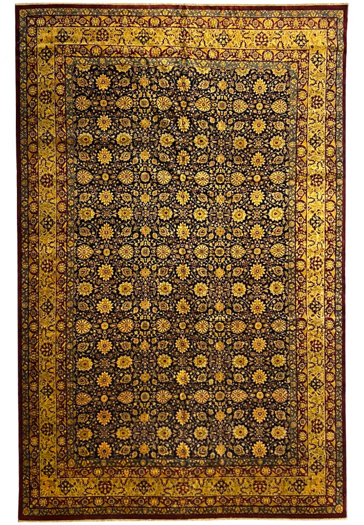 Handcrafted 11'6 x 18' Multi-Color Mahal Area Rug India: Handcrafted 11'6 x 18' Multi-Color Mahal Area Rug India Free continental US Shipping Discover the exquisite craftsmanship of this Large Multi-Color Mahal Rug, measuring 11' 6" x 18' (138 in x 216 in).
