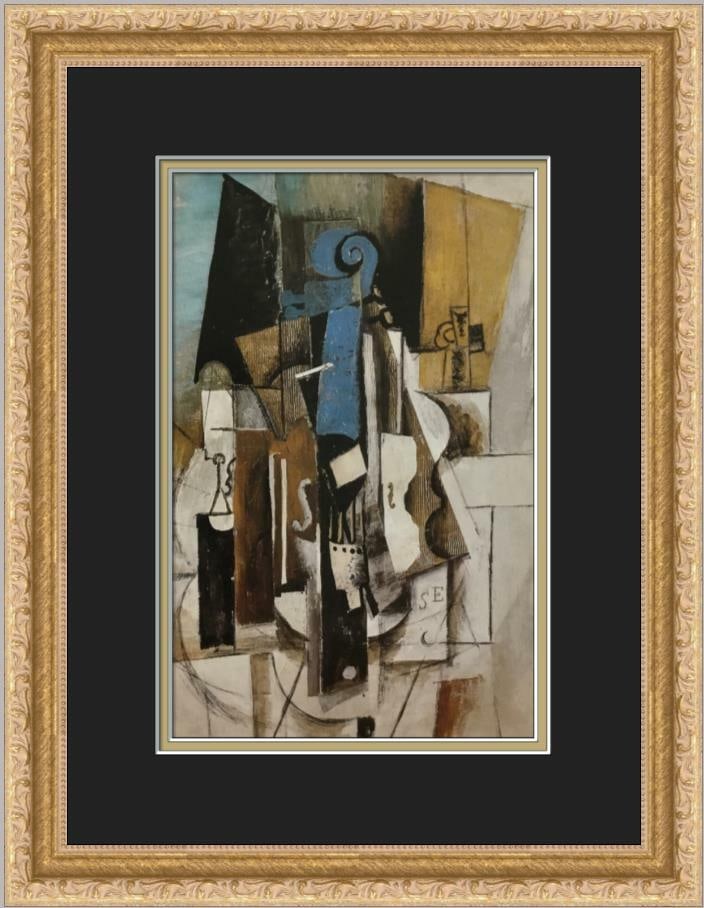 Pablo Picasso Violin at a Cafe Custom Framed Offset Lithograph Print (1 of 2)
