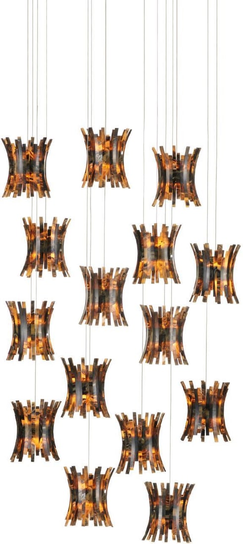 Currey 15-Light Round Pendant Alsop Collection: Currey 15-Light Round Pendant Alsop Collection Illuminate your space with this striking Vintage Style 15-Light Pendant, designed in the elegant Hollywood Regency style. This multi-drop pendant feature