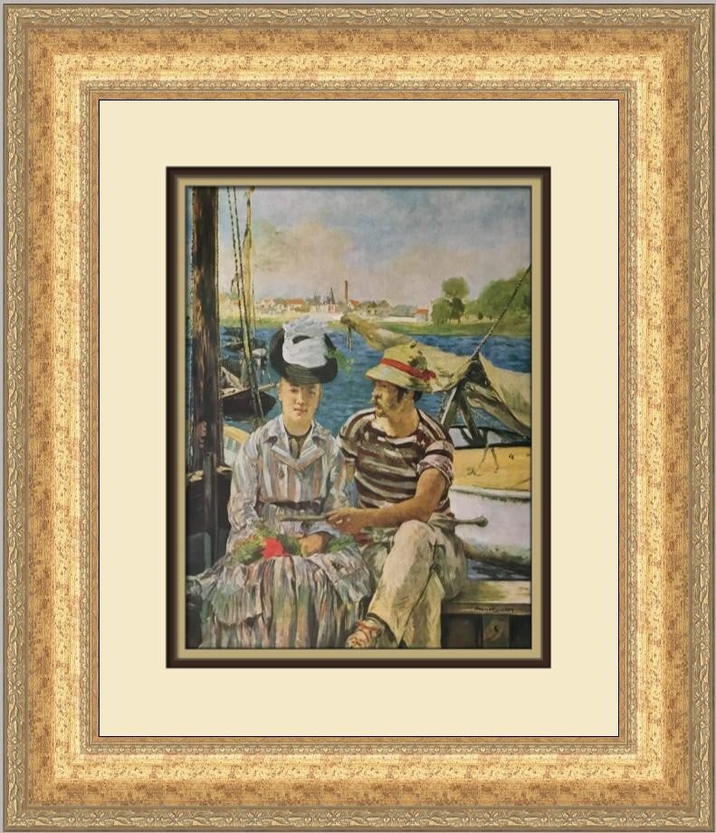 Edouard Manet Argenteuil Custom Framed Art Print 1986: Edouard Manet Argenteuil Custom Framed Art Print 1986 This stunning custom framed print features Edouard Manet's renowned artwork titled "Argenteuil." Measuring 19 in. x 17 in., this medium-sized piec