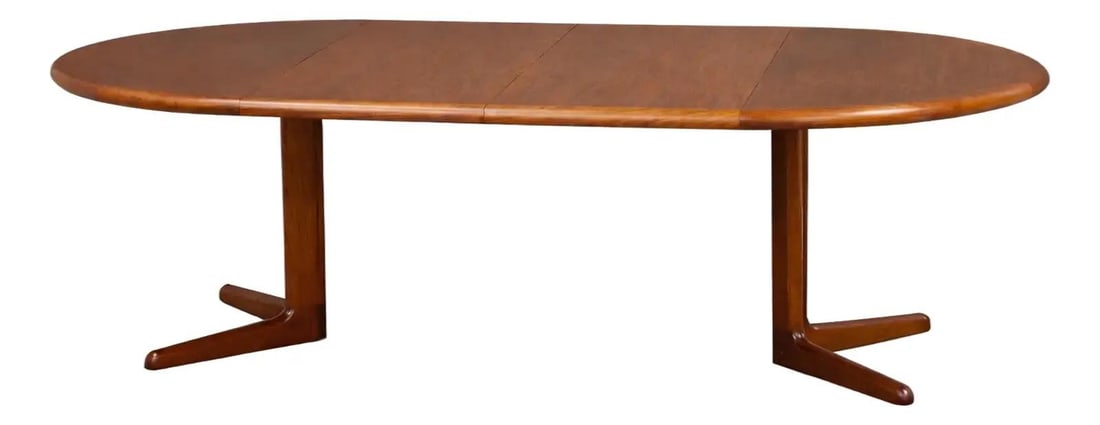 Mid Century Danish Teak Dining Table Extending to Oval with Two Leaves (1 of 9)