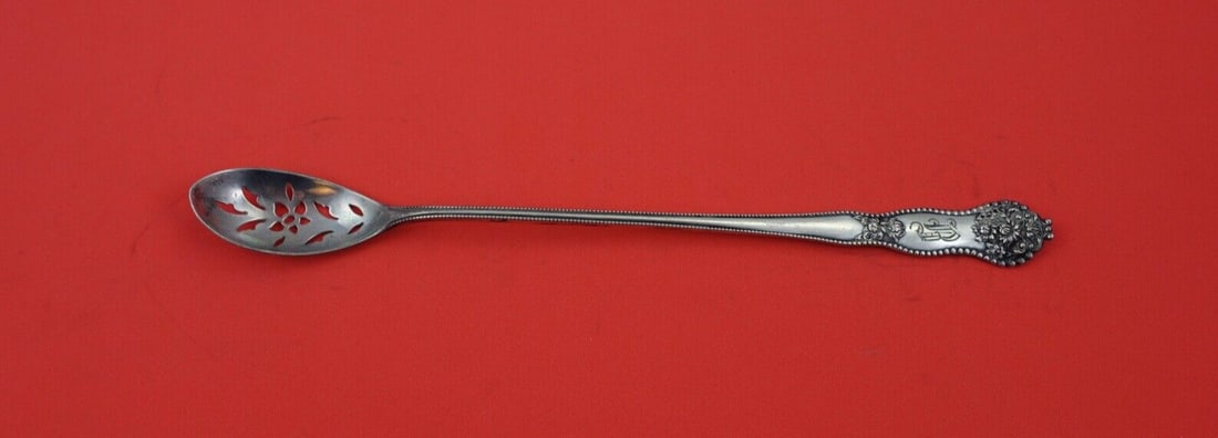 Mount Vernon Adolphus Sterling Silver Olive Spoon 8 3/4" Floral Design: Mount Vernon Adolphus Sterling Silver Olive Spoon 8 3/4" Floral Design This exquisite olive spoon features the Adolphus pattern by Mount Vernon, crafted from high-quality sterling silver. Measuring 8