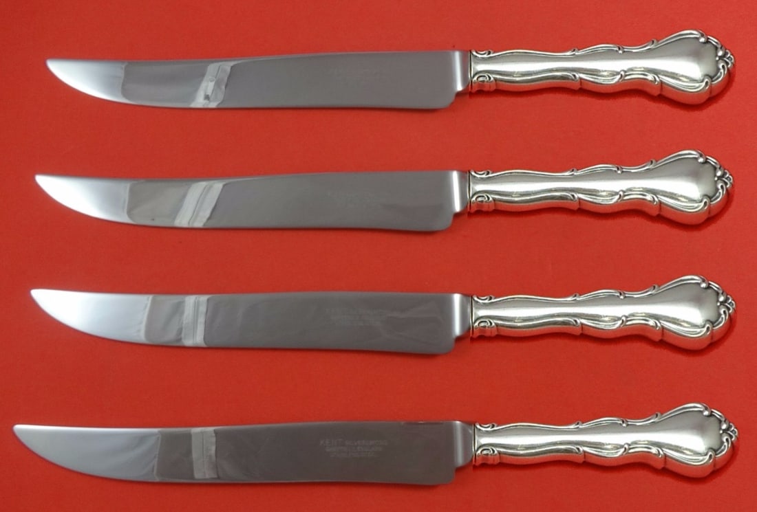 Towle Fontana Sterling Silver 4pc Steak Knife Set Texas Size: Towle Fontana Sterling Silver 4pc Steak Knife Set Texas Size Introducing the Fontana by Towle Sterling Silver Steak Knife Set, a stunning 4-piece collection that combines refined elegance with practic