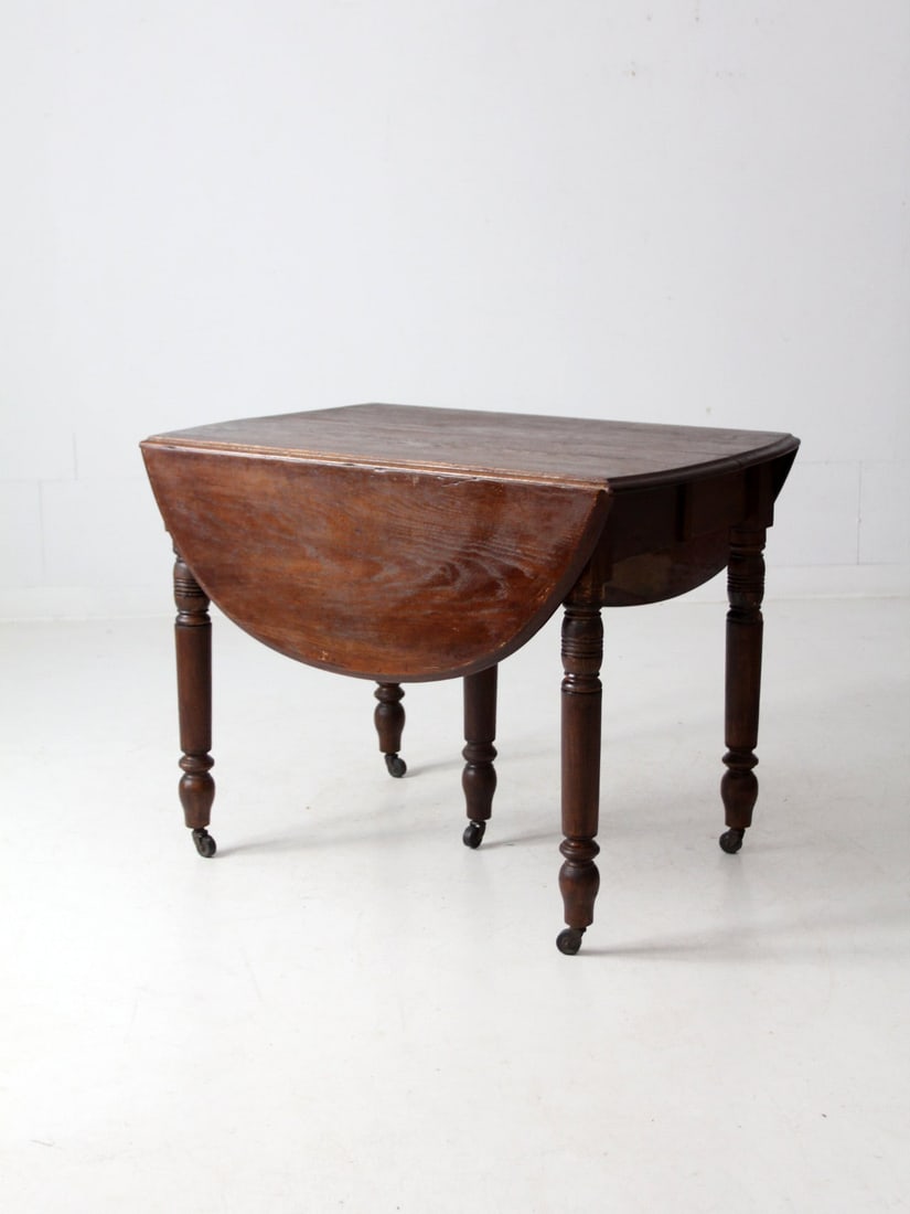 Antique Drop Leaf Dining Table with 2 Extensions and Casters (1 of 17)