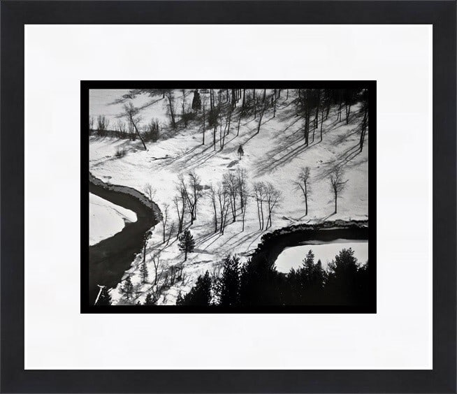 Ansel Adams Merced River Yosemite CA Custom Framed Art Print: Ansel Adams Merced River Yosemite CA Custom Framed Art Print This stunning custom framed print titled "Merced River and Snow Columbia Point Yosemite CA" captures the breathtaking beauty of Yosemite Na