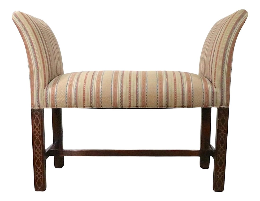 Chippendale Revival Window Bench by Southwood Light Yellow Upholstered (1 of 10)