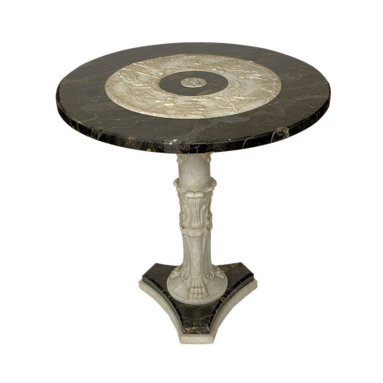 Italian Neoclassical Revival Marble Center Table with Carved Relief Figures (1 of 10)