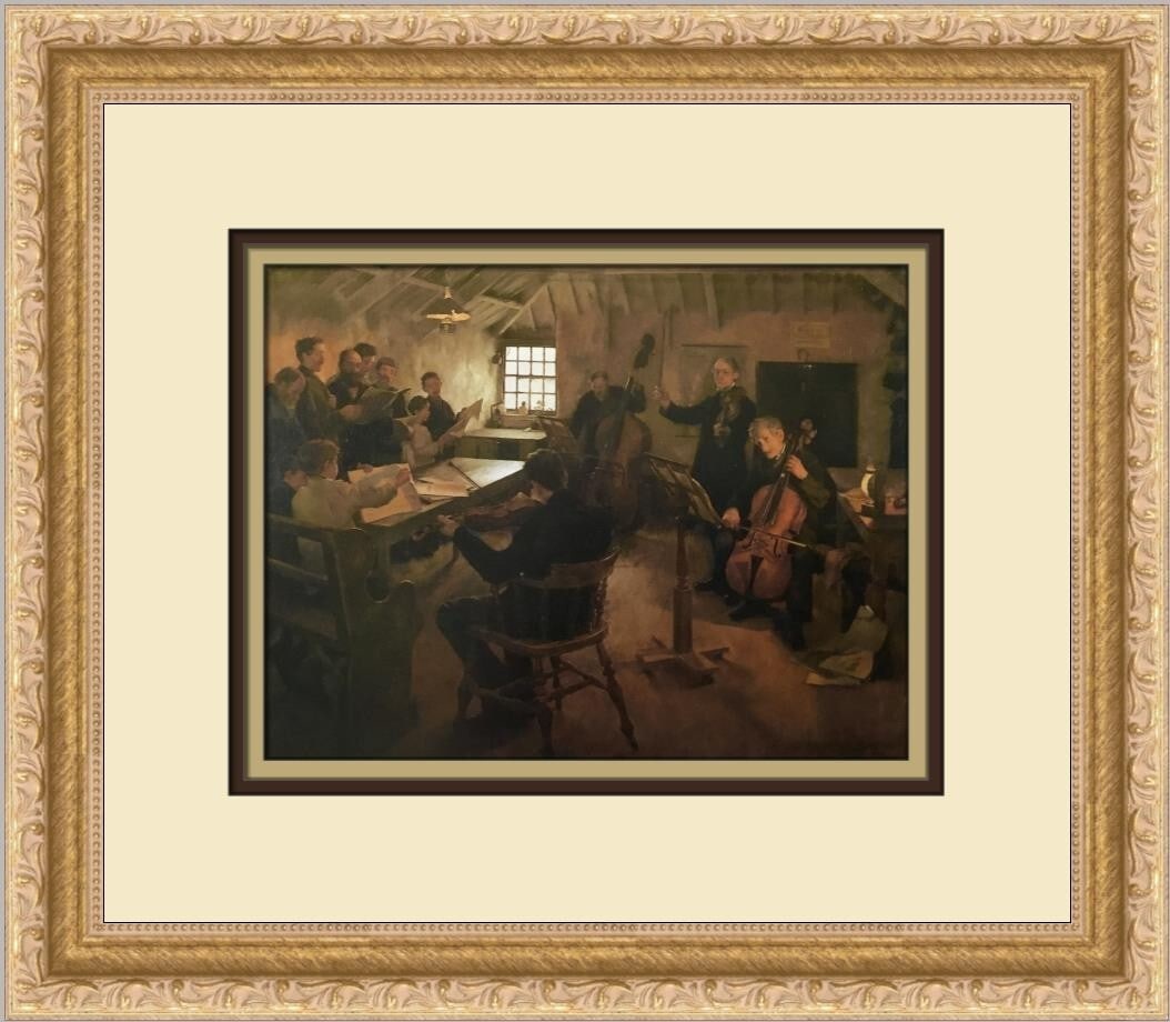 Stanhope Forbes The Village Philharmonic Custom Framed Art Print: Stanhope Forbes The Village Philharmonic Custom Framed Art Print Presenting a stunning custom framed print of 'The Village Philharmonic' by Stanhope Forbes, an exquisite representation of Expressionis