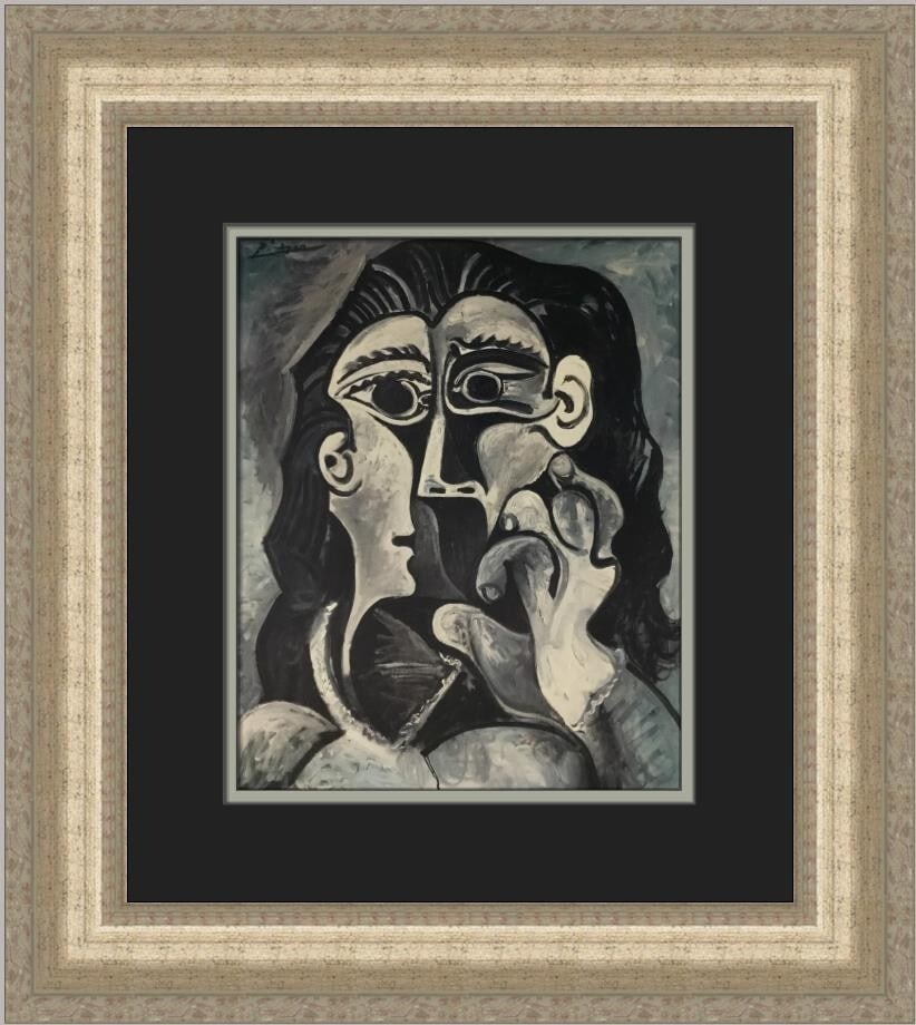 Pablo Picasso Head of a Woman V Custom Framed Art Print: Pablo Picasso Head of a Woman V Custom Framed Art Print This stunning print titled "Head of a Woman V" by Pablo Picasso features an abstract expressionist style, capturing the essence of contemporary