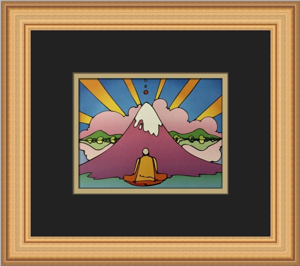 Peter Max Himalayan Monk Custom Framed Pop Art Print: Peter Max Himalayan Monk Custom Framed Pop Art Print This stunning custom framed print titled 'Himalayan Monk' by renowned artist Peter Max showcases a captivating Pop Art style. Measuring 12 in x 11