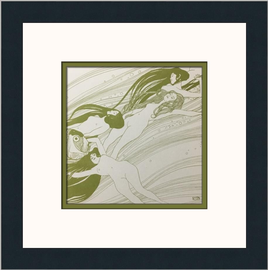 Gustav Klimt Fish Blood Custom Framed Art Print 13 x 13: Gustav Klimt Fish Blood Custom Framed Art Print 13 x 13 This exquisite custom framed print titled "Fish Blood" by renowned artist Gustav Klimt is a striking representation of expressionism and impress