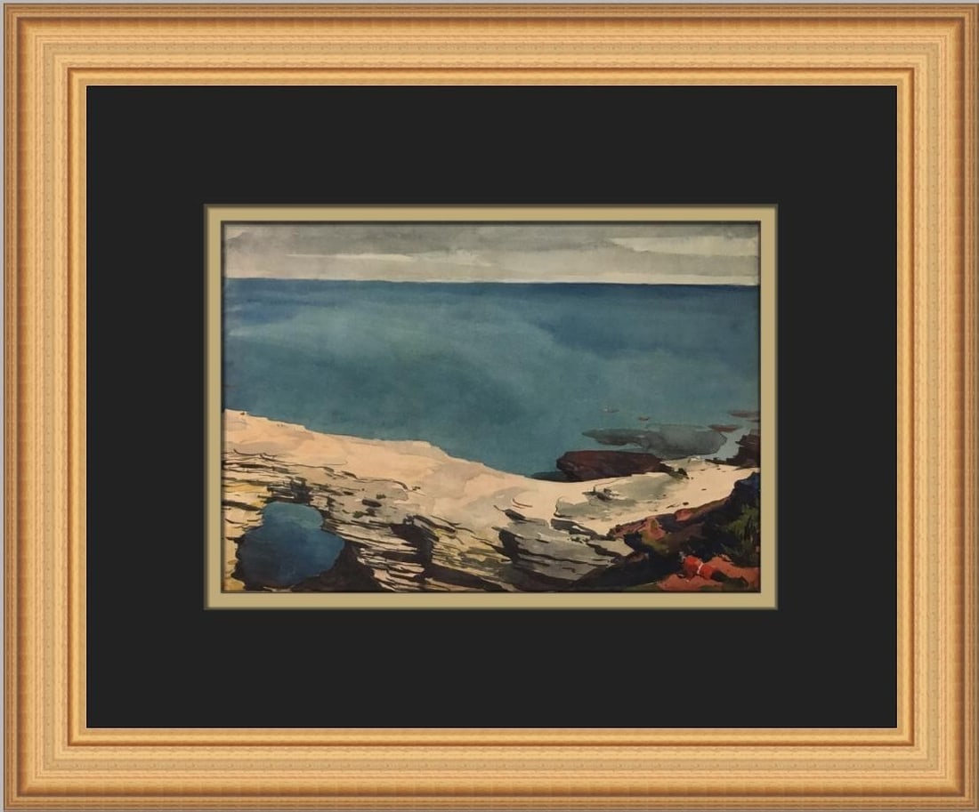Winslow Homer The Natural Bridge in Bermuda Custom Framed Art Print 12 x 14: Winslow Homer The Natural Bridge in Bermuda Custom Framed Art Print 12 x 14 This stunning custom framed print by Winslow Homer features the iconic artwork "The Natural Bridge in Bermuda." Measuring 12