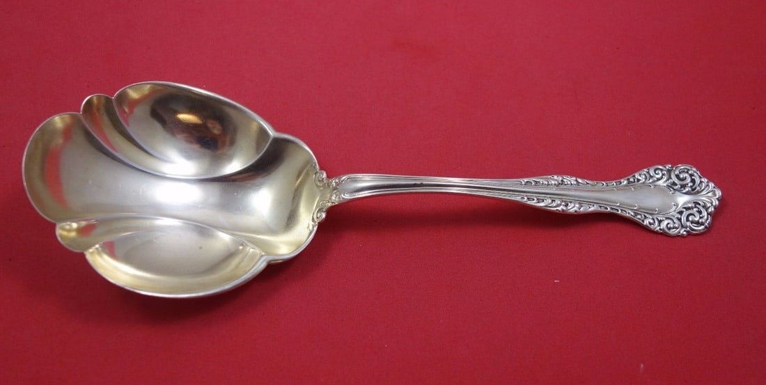 Alvin Florentine Sterling Silver Gold Washed Berry Spoon 8.5" (1 of 1)