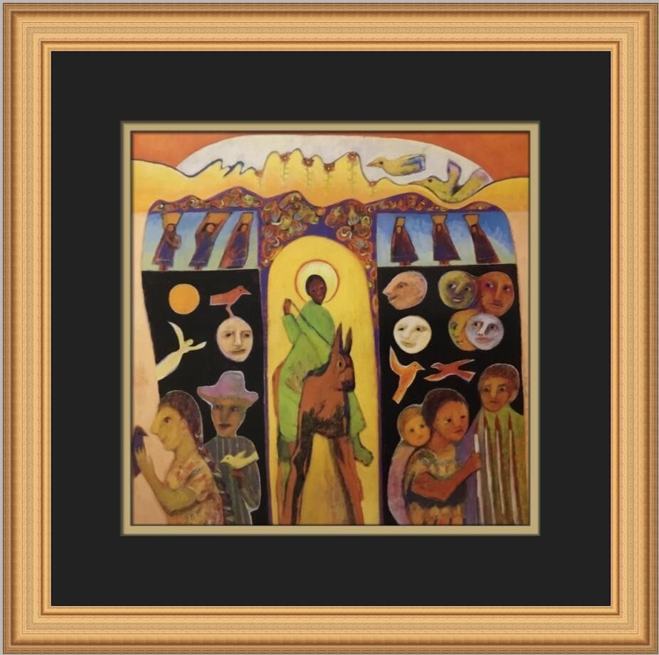 Betty Laduke Procession Custom Framed Print 16x16 Realism Art 1985: Betty Laduke Procession Custom Framed Print 16x16 Realism Art 1985 This exquisite custom framed print titled "Procession" by artist Betty Laduke showcases a beautiful realism style, perfect for any ar