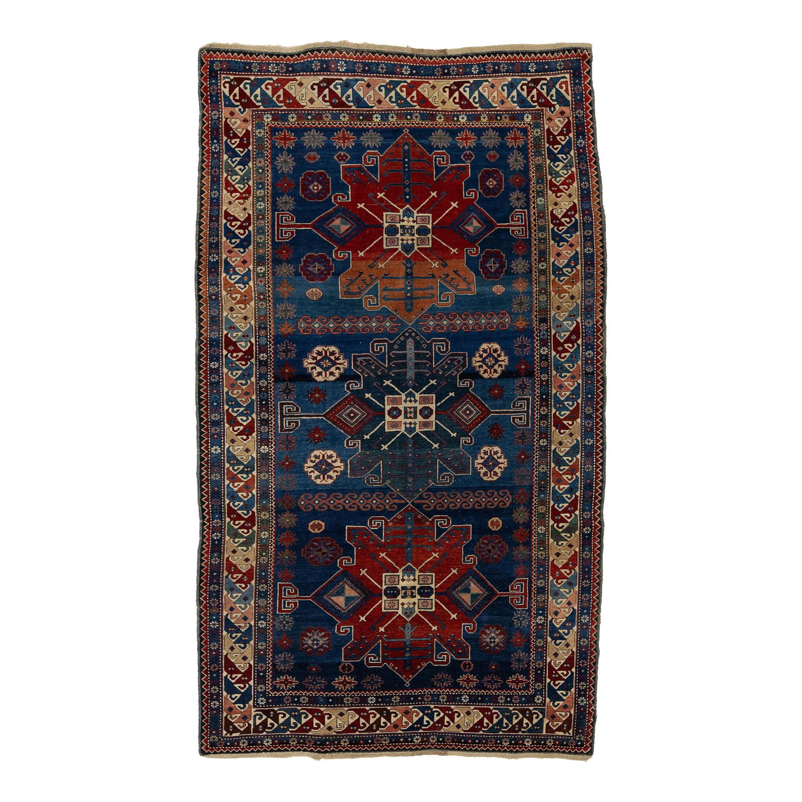 Vintage Persian Shirvan Handmade Wool Rug Blue Tribal Design 4'3 x 7'6 (1 of 8)