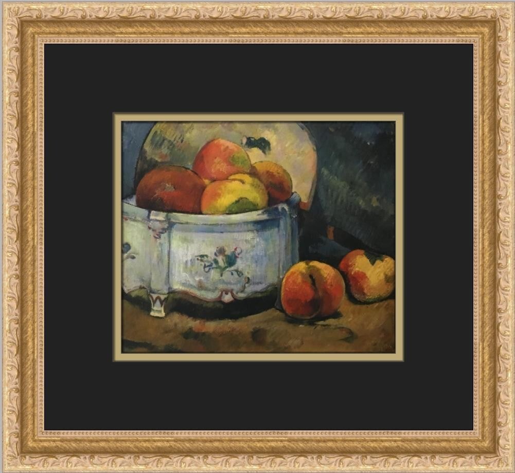 Paul Gauguin Still Life with Peaches Custom Framed Print 12x14: Paul Gauguin Still Life with Peaches Custom Framed Print 12x14 Experience the beauty of Paul Gauguin's "Still Life with Peaches" with this custom framed print. This stunning reproduction showcases Gau