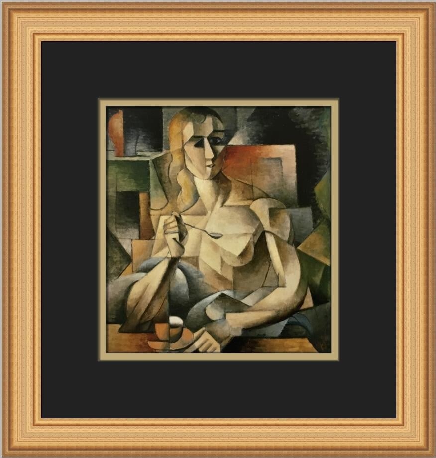 Jean Metzinger Tea Time Custom Framed Cubist Print 13x13: Jean Metzinger Tea Time Custom Framed Cubist Print 13x13 This exquisite custom framed print titled "Tea Time" by renowned artist Jean Metzinger captures the essence of Cubism. Measuring 13 in. x 13 in
